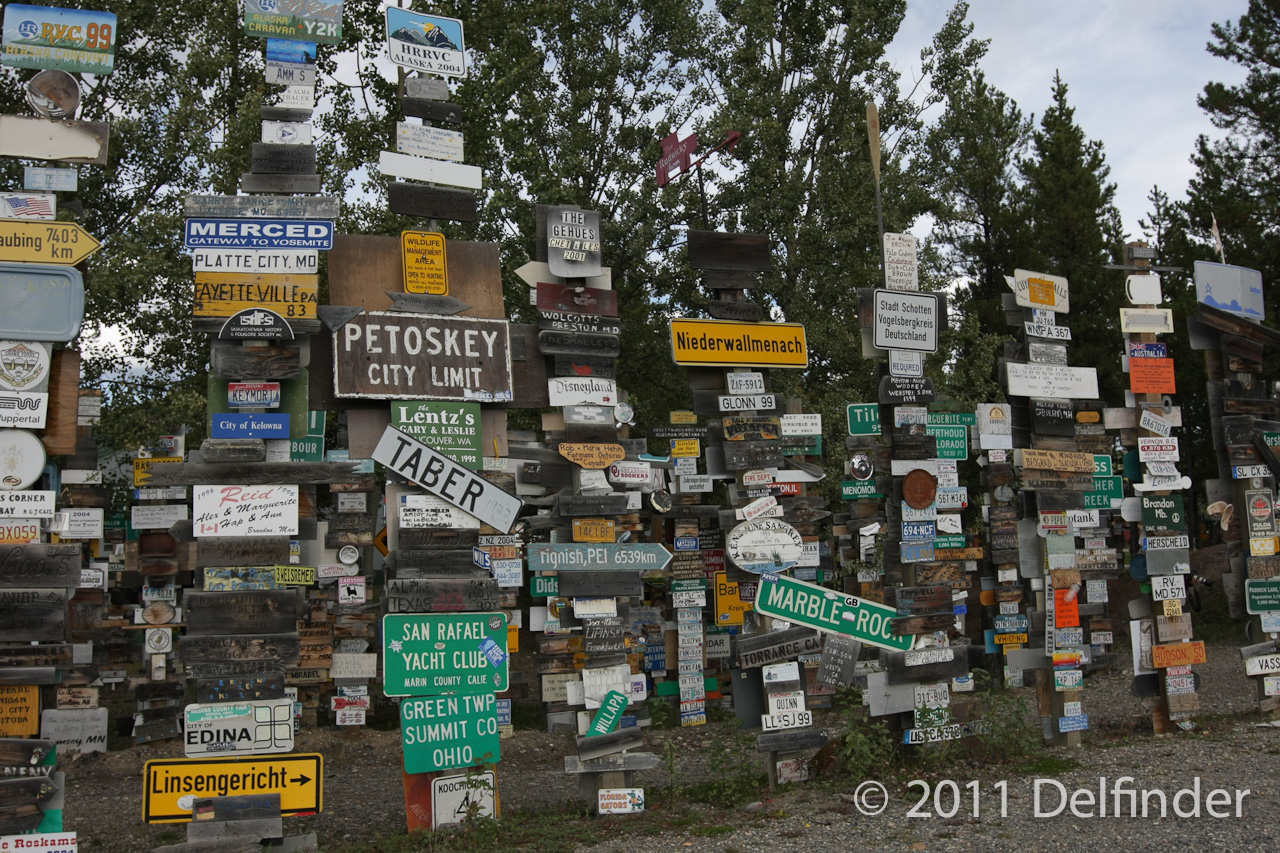 Sign post forest in  Watson Lake
